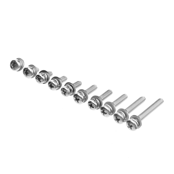 Suleve™ M4SP3 150Pcs M4 Stainless Steel 6-30Mm Phillips Pan Head Machine Screw Washer Bolt Asortment - MRSLM