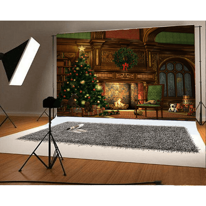 2020 Christmas Backdrop Fireplace Tree Winter Window Room Interior Baby Birthday Photography Background for Photo Studio Photophone - MRSLM