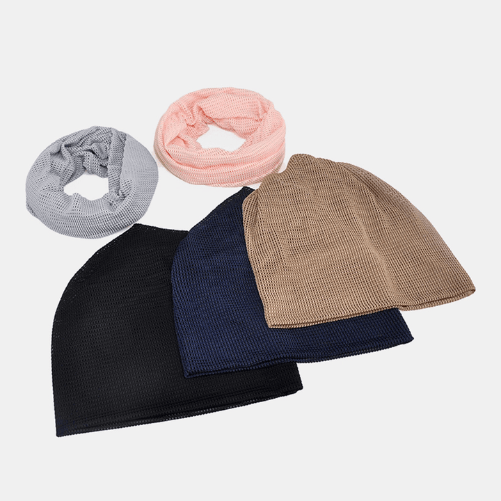 Women Spring Summer Thin Mesh Breathable Baotou Hat Dual-Use Neck Protection Sunshade Bib Scarf Bonnet Hat Beanie Hat - MRSLM