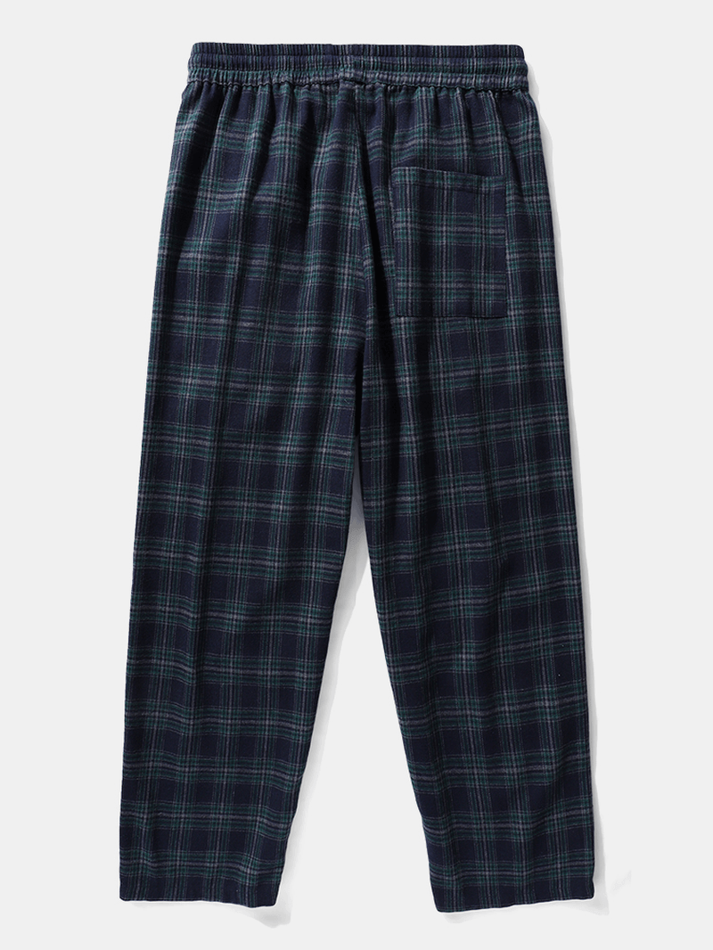 Mens Casual Retro Plaid Bottoms Ankle-Length Pants - MRSLM