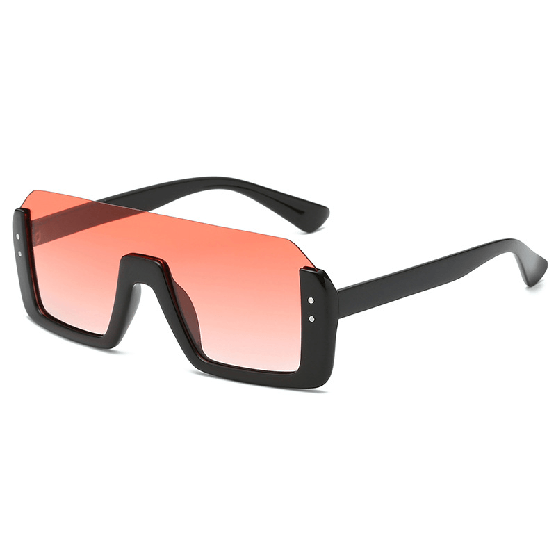 Unisex Retro Big Box Square Anti-Uv Sunglasses Half Frame Rivet Sunshade Sunglasses - MRSLM
