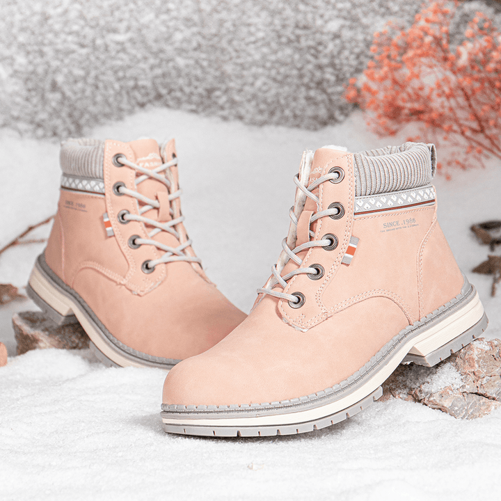 Women Outdoor Warm Lining Lace up Winter Snow Short Boots - MRSLM