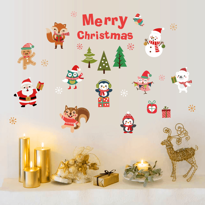 Miico SK6038 Christmas Sticker Novetly Cartoon Wall Stickers for Kids Room Decoration Christmas Party - MRSLM