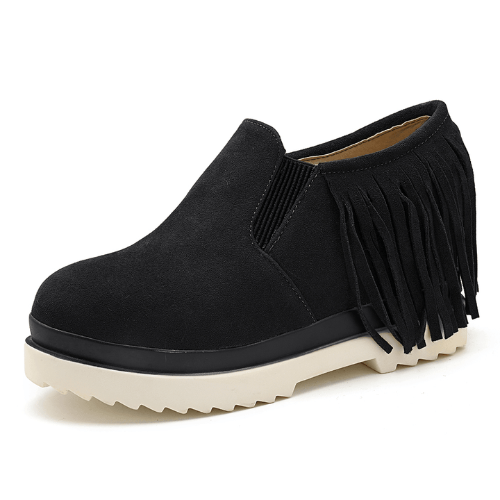 Tassel Slip on Wedges Platform Comfortable Ankle Boots - MRSLM