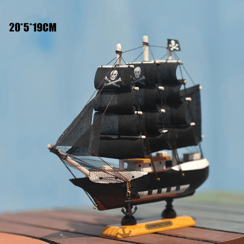 DIY Assembly Pirate Ship Assembly Model Wooden Sailing Boat Scale Decorations - MRSLM