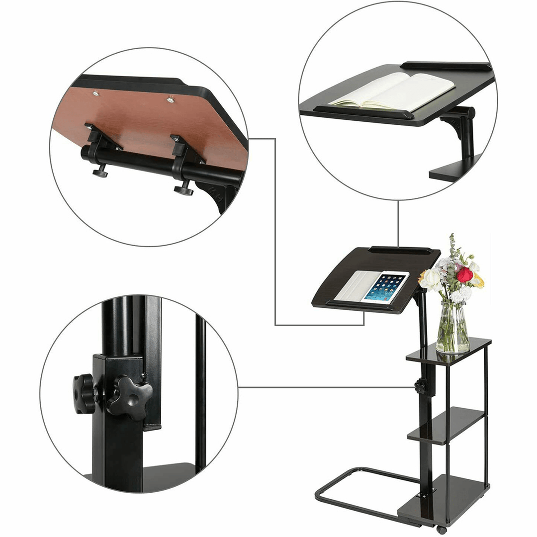 Laptop Desk Table Computer Tray Mobile Height Adjustable Home Bedside - MRSLM