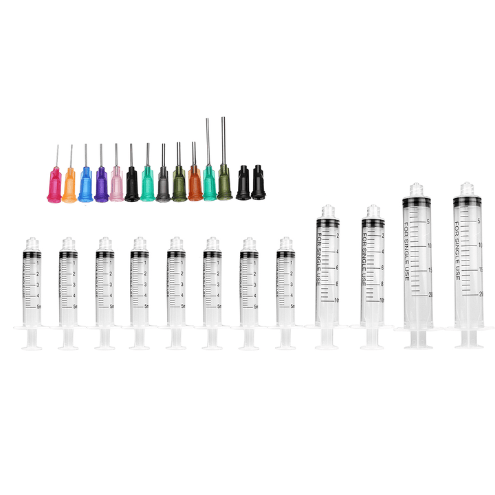 26Pcs/Set Dispensing Needle Kits Blunt Tip Syringe Needles Cap for Refilling and Measuring Liquids Industrial Glue Applicator - MRSLM