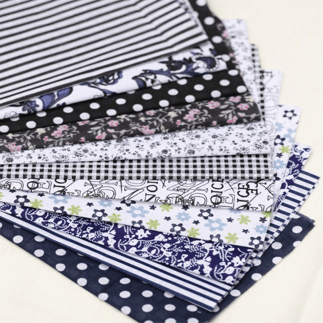 5Pcs/Set 19.7'' Series Fabric Cotton Bundles Fat Quarters Polycotton Material Florals Gingham Spots Non Woven Fabric - MRSLM