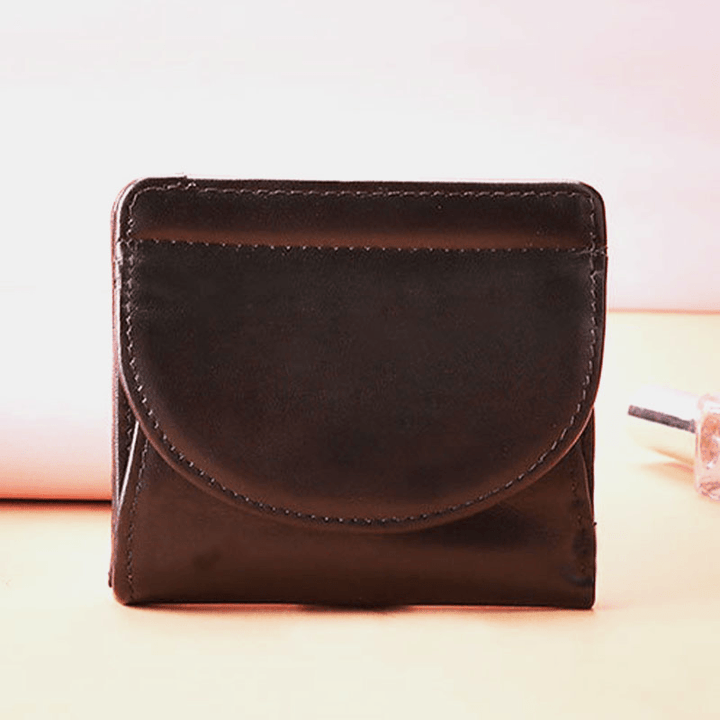 Women Genuine Leather Vintage Anti-Theft RFID Blocking Coin Bag Card Holder - MRSLM