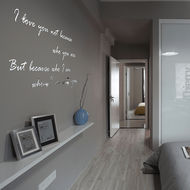 Acrylic Mirror Stickers Romantic Sentences Background Wall Decoration Stickers - MRSLM