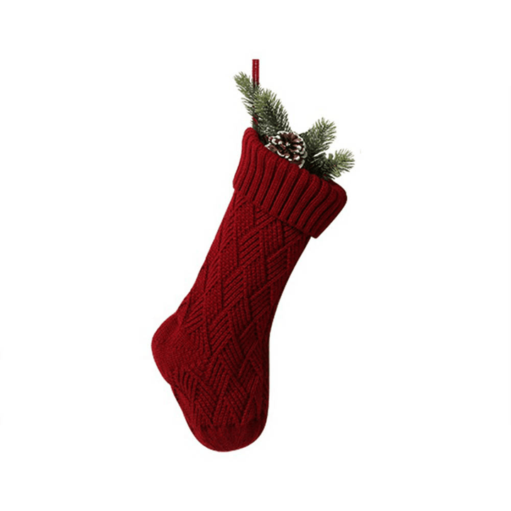 Knitted Christmas Socks Gift Bags Christmas Lingge Wool Sock - MRSLM