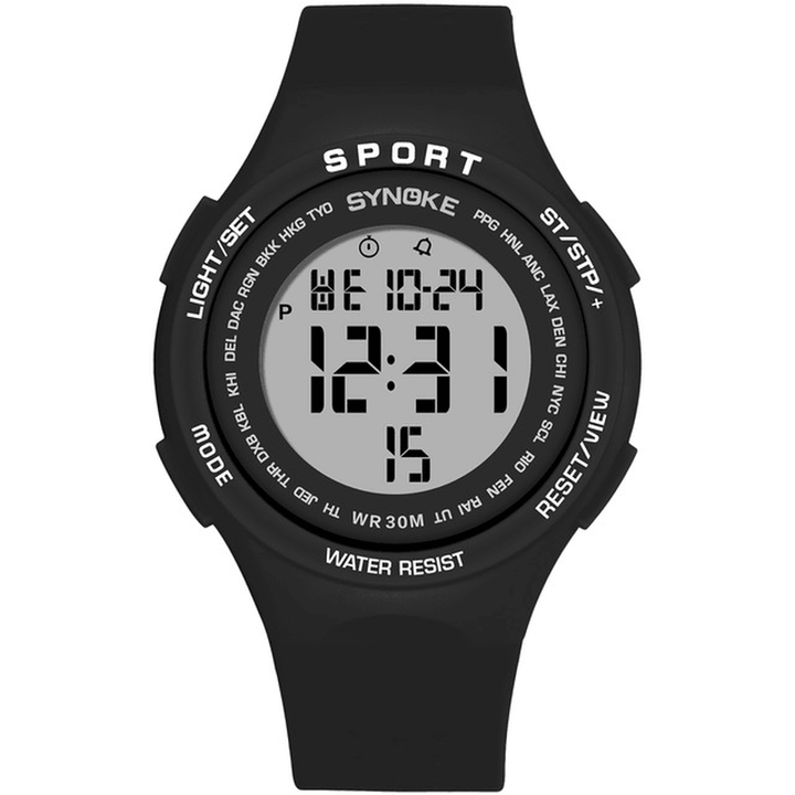 SYNOKE 9616 EL Display Silicone Strap Sport Watch 3ATM Waterproof Alarm Student Digital Watch - MRSLM