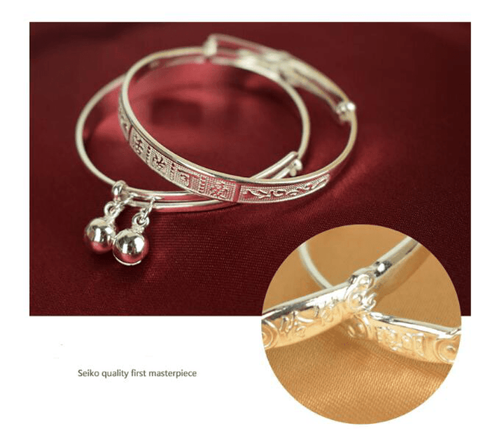 S990 Pure Silver Baby Bracelet Taobao Baby Jewelry Baby Silver Bracelet BB Silver Ornament Full Moon Gift - MRSLM