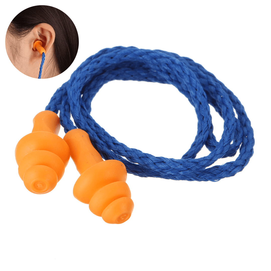 1 Pairs Soft Silicone Ear Plugs Reusable Hearing Protection Sleeping Loud Noise Traveling Studying Earplugs with Rope - MRSLM