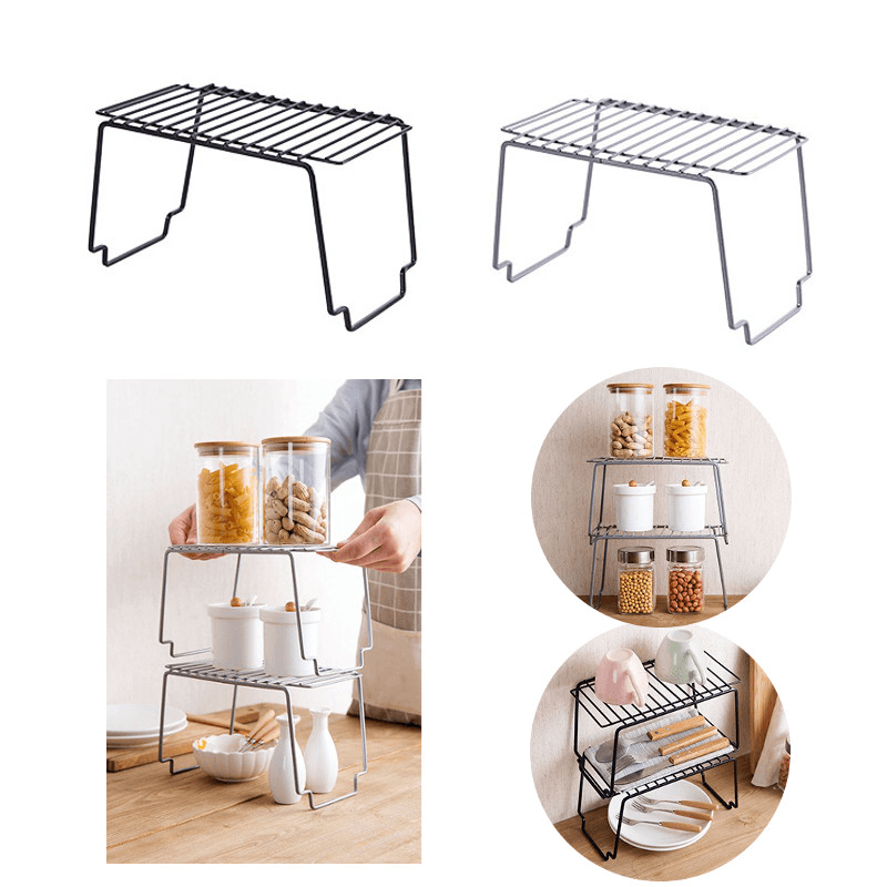 Kitchen Storage Rack Metal Cupboard Storage Shelf Non-Skid Spice Rack - MRSLM