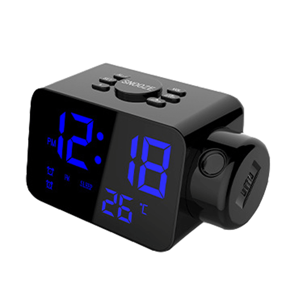 Projection Dual Alarm Digital Clock FM Radio with Full Range Brightness Dimmer Alarm Clock for Home Bedroom Decoration Clock - MRSLM