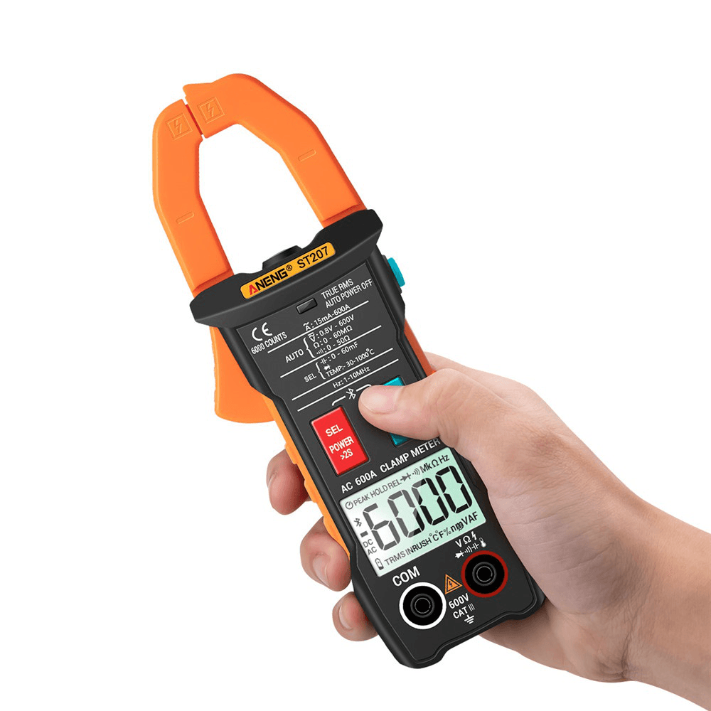 ANENG ST207 Digital Bluetooth Multimeter Clamp Meter 6000 Counts True RMS DC/AC Voltage Tester AC Current Hz Capacitance Ohm - MRSLM