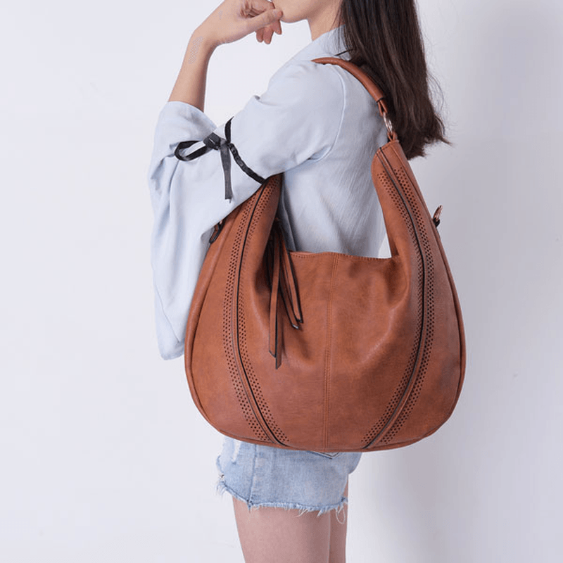 Women Pu Leather Vintage Handbag Shoulder Bag - MRSLM