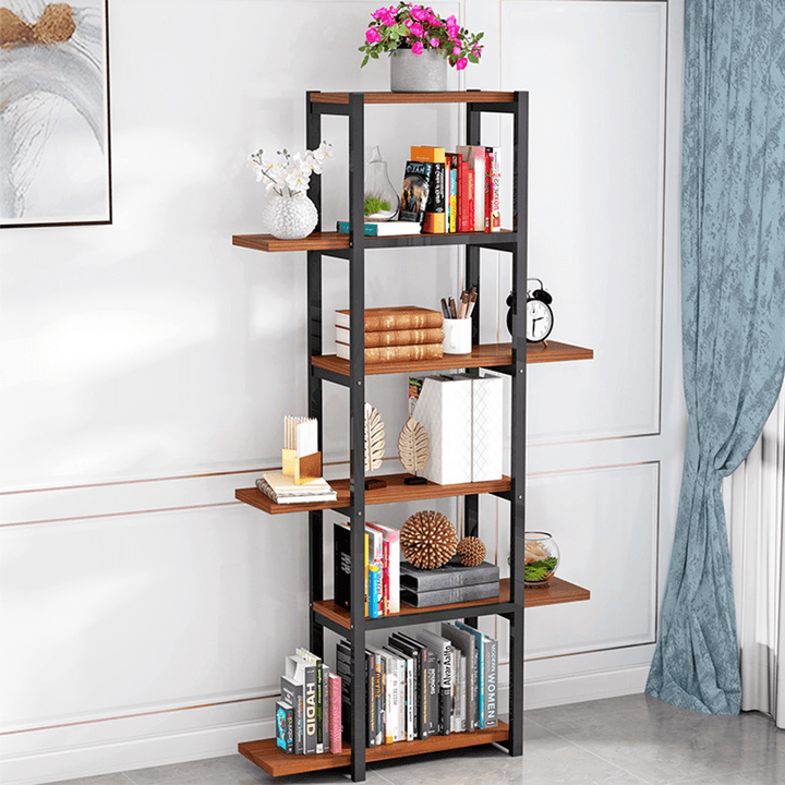 6 Tiers Wooden Bookshelf Plant Flower Stand Storage Rack Home Office Decorations Stand - MRSLM