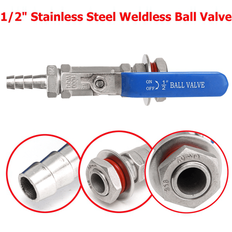 1/2" Ball Valve 304 Stainless Steel Ball Valve for Home Brew Beer Kettle Pot - MRSLM