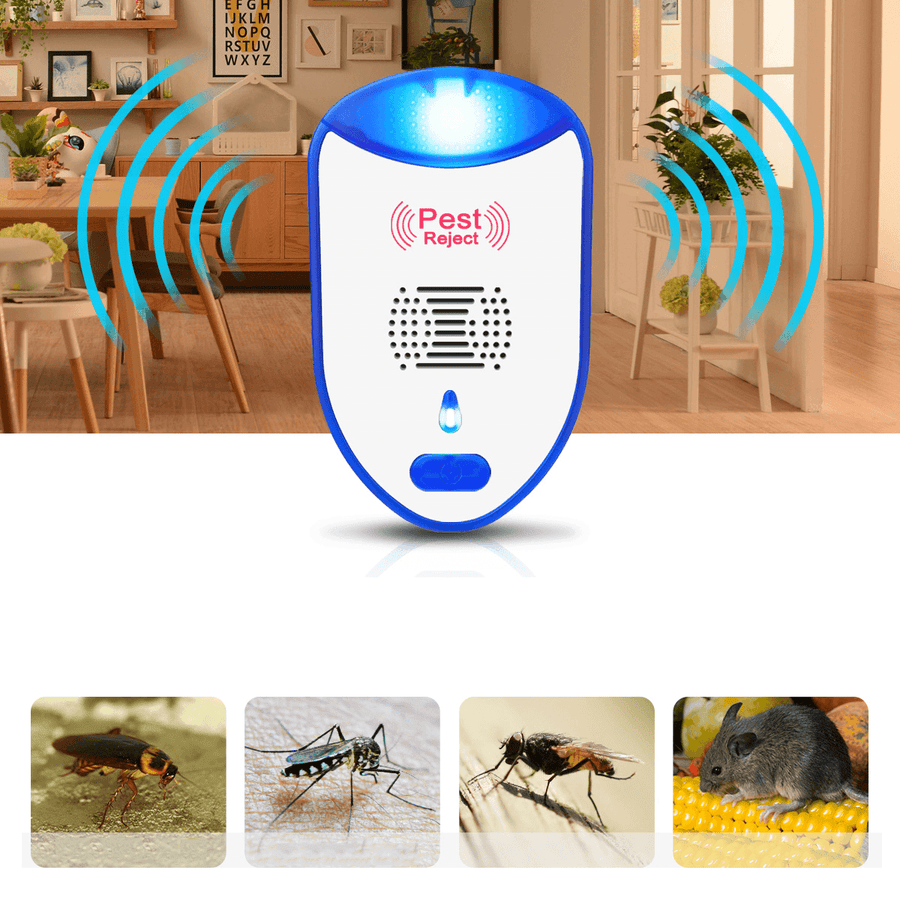 2PCS Multi-Functional Mosquito Repeller Inverter Ultrasonic Mouse Repeller Indoor and Outdoor Insect Exterminator - MRSLM