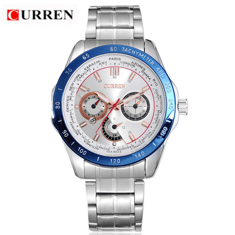 CURREN 8150 Stainless Steel Band Quartz Analog Men Wrist Watch - MRSLM