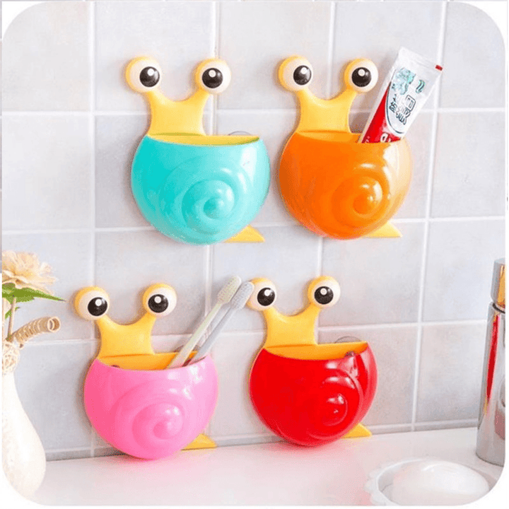 Honana Cartoon Animal Snail Bee Cute Toothbrush Holder Wall Suction Holder Bathroom Set - MRSLM