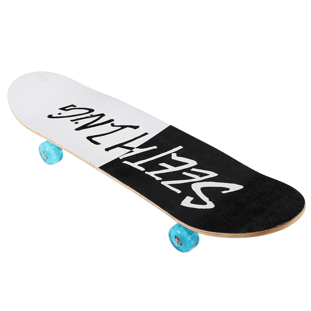 Children Skateboard Double Rocker Longboard High Elasticity Maple Wood Flashing Skate Board for Beginner Gift - MRSLM