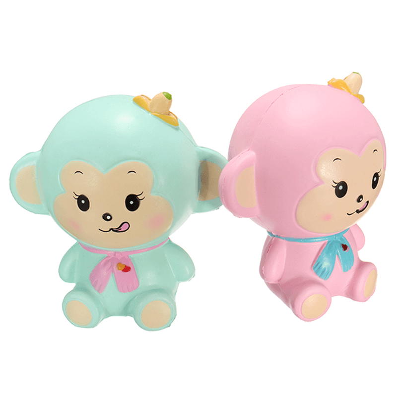 Woow Squishy Monkey Slow Rising 12Cm with Original Packaging Blue and Pink - MRSLM