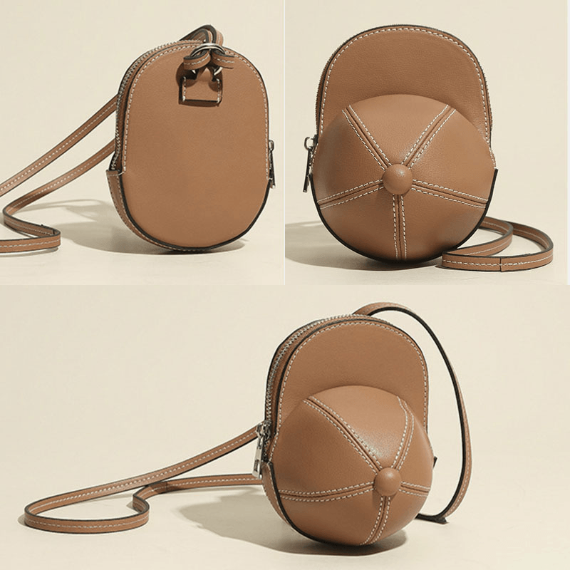 Women Faux Leather Baseball Hat Shape Causl Creative Shoulder Bag Crossbody Bag - MRSLM