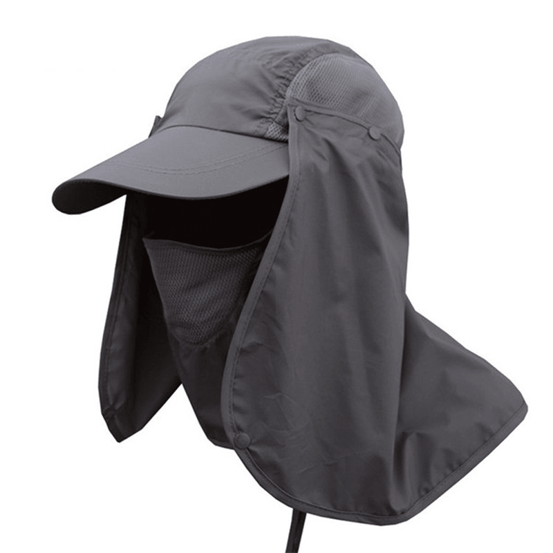 Mens Quick Dry Neck Cover Sun Fishing Hat Ear Flap Bucket Outdoor UV Protection Cap - MRSLM