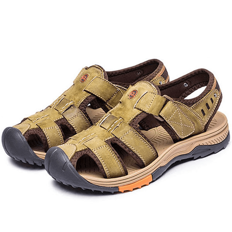 Men Breathable Anti-Collision Toe Hook Loop Outdoor Sandals - MRSLM