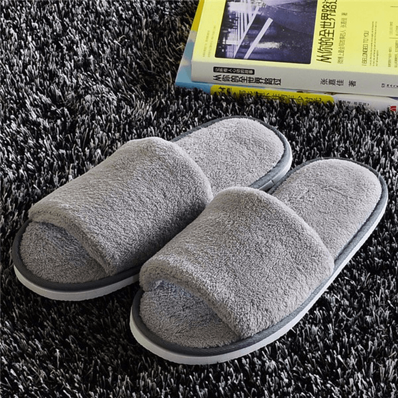 Women Suede Open Toe Hotel Disposable Slippers - MRSLM