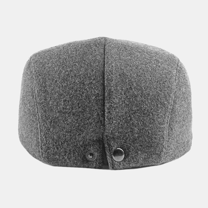 Unisex Plain Felt Berets Hasp Adjustable British Retro Simple Forward Hat Flat Hat Driver Hat - MRSLM