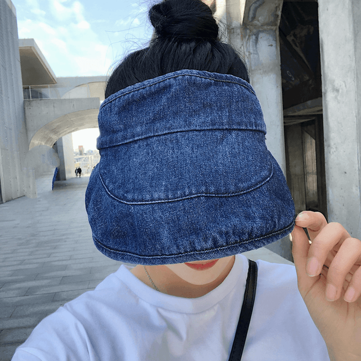 Washed Denim Top Hat Sun Protection Breathable Adjustable - MRSLM