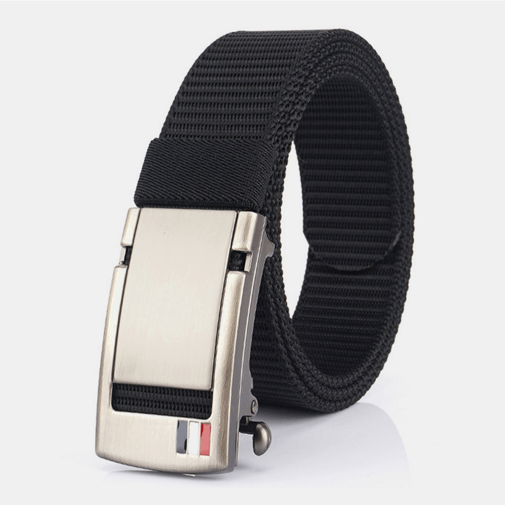 Men Nylon 120CM Holeless Automatic Buckle Alloy Universal Outdoor Casual Belt - MRSLM