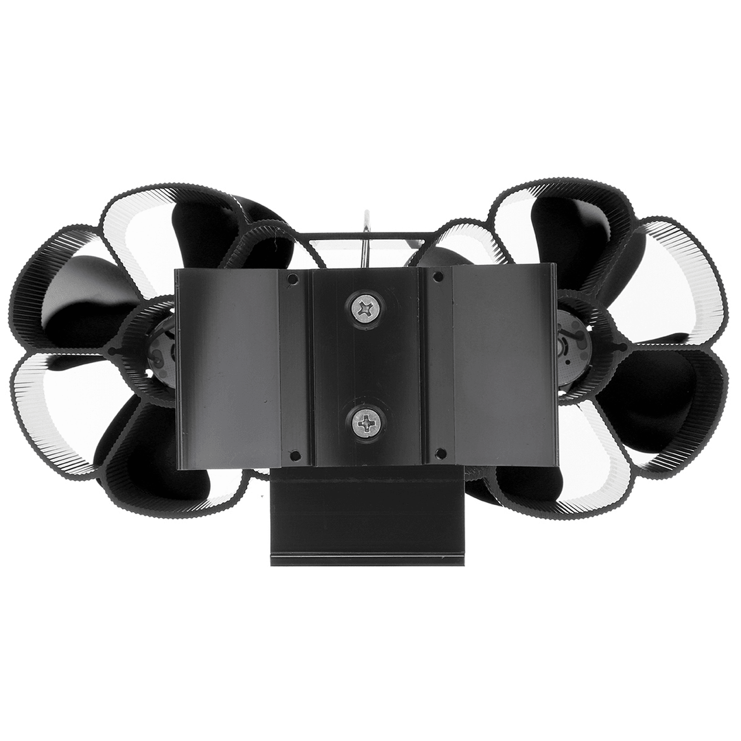 8 Blades Fireplace Fan Silent Stove Fan Dual Twin Heads Wall-Mounted Wood Burner Fan - MRSLM