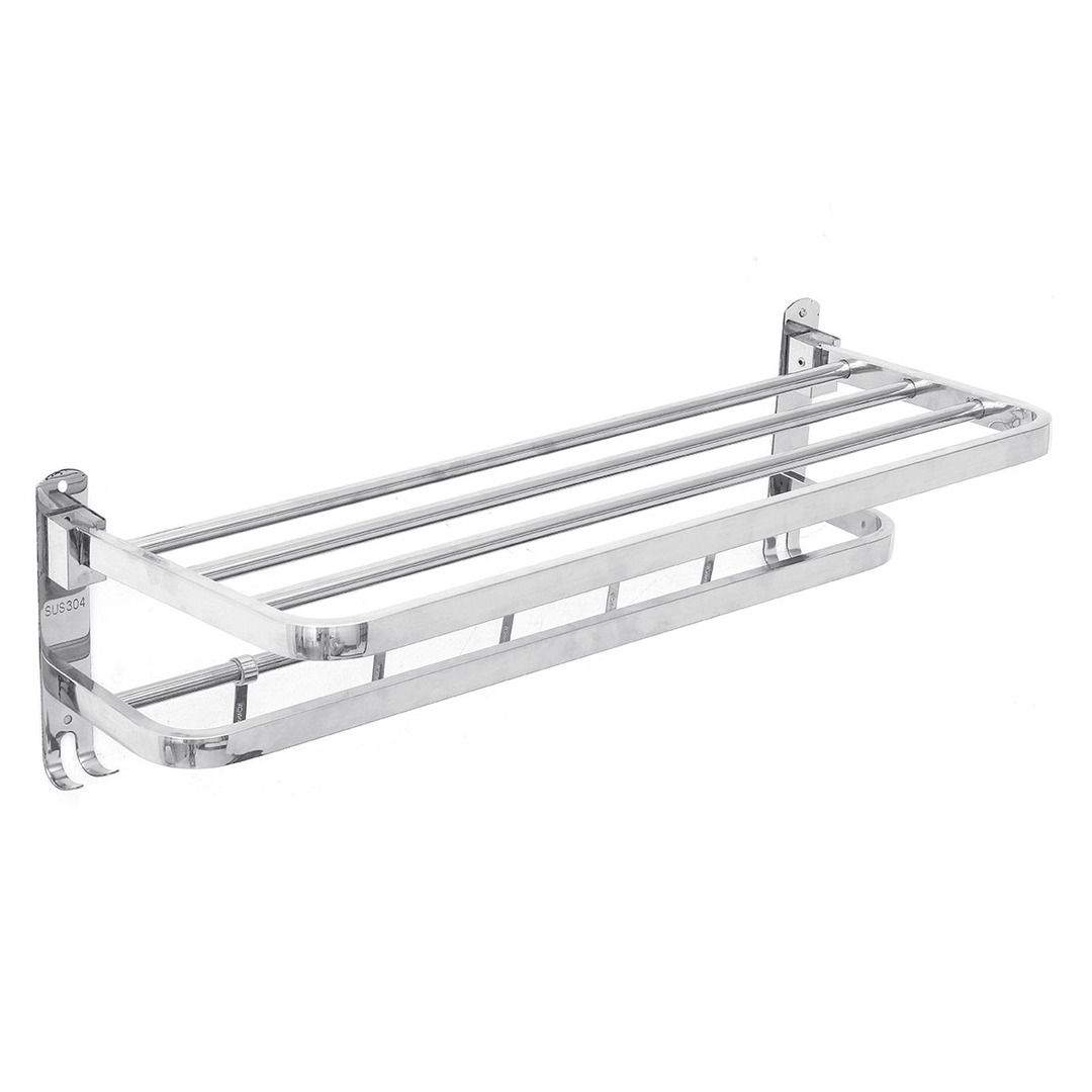 Stainless Steel Bathroom Towel Holder Organizer Wall Mounted Towel Rack Home Hotel Wall Shelf for Bathroom Storage - MRSLM