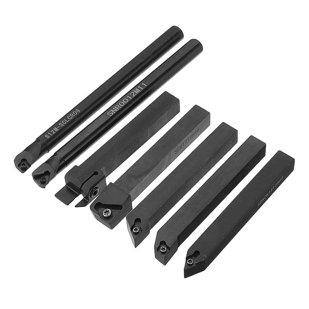 Machifit 7Pcs 12Mm Shank Lathe Boring Bar Turning Tool Holder Set with Carbide Inserts - MRSLM