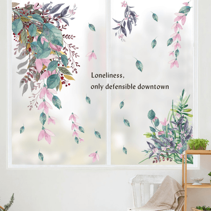 Green Leaves Creative Wall Stickers for Bedroom Living Room Dining Room Kitchen Kids Room DIY Vinyl Wall Decals Door Murals - MRSLM