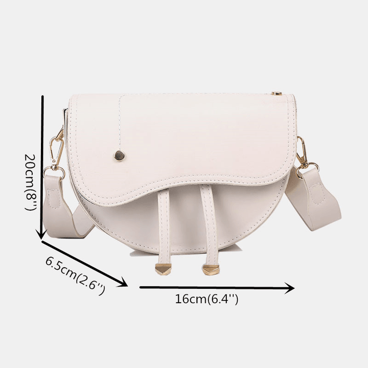 Women Irregular Shape Solid Casualc Saddle Bag Shoulder Bag - MRSLM