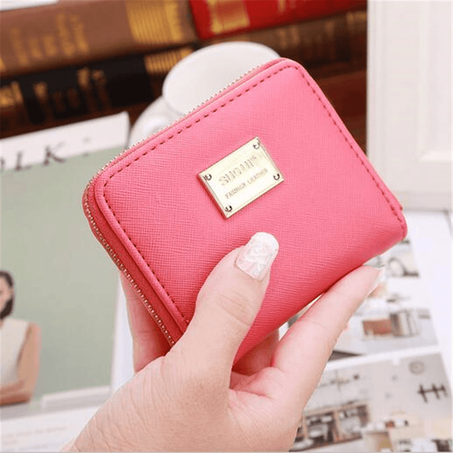 Women Mini Short Wallet Card Holder Leather Coin Bag Money Purse Handbag Clutch - MRSLM