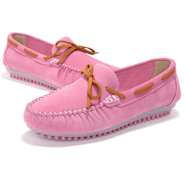 Women Casual Flat Shoes Lace up round Toe Flats Soft Sole Flat Loafers - MRSLM