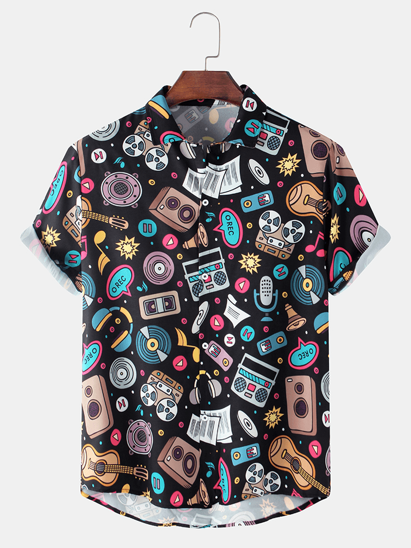 Mens Funny Multi Abstract Patterns Cartoon Short Sleeve Causal Shirts - MRSLM