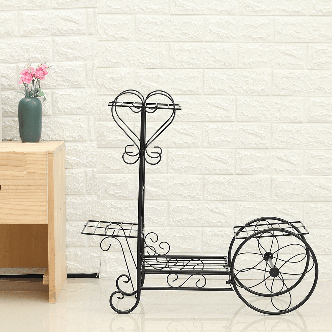 Flower Pot Plant Stand Storage Shelf Organizer Plant Shelf Classical Design Iron Design Bookshelf round for Office Home Garden - MRSLM