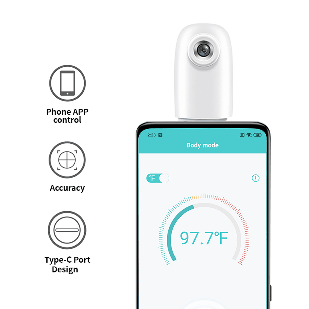 Thermodock Non-Contact Contactless Smart IR Infrared Sensor Forehead Body/Object Thermometer Replacement for OTG Function Android System with APP Control - MRSLM