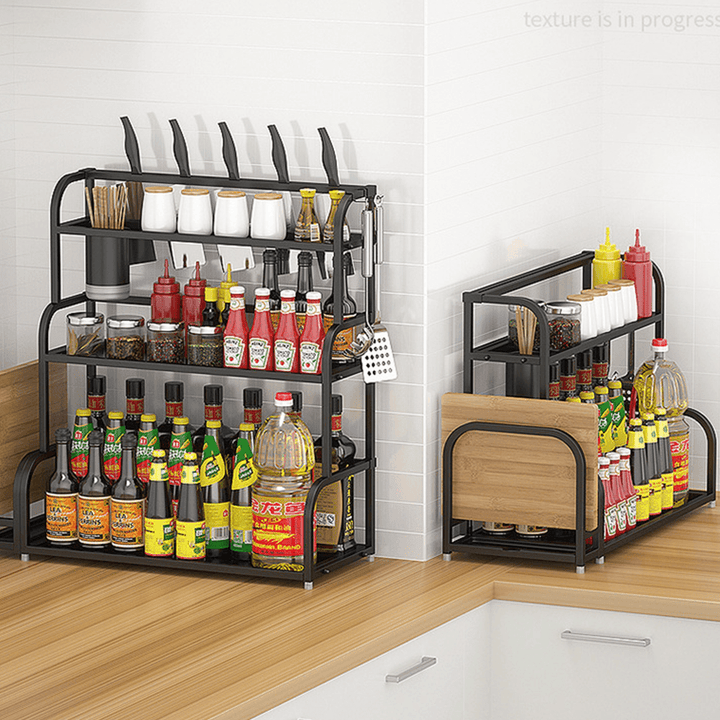 2-Tier Kitchen Countertop Spice Rack Organizer Cabinet Shelves Holder Rack - MRSLM