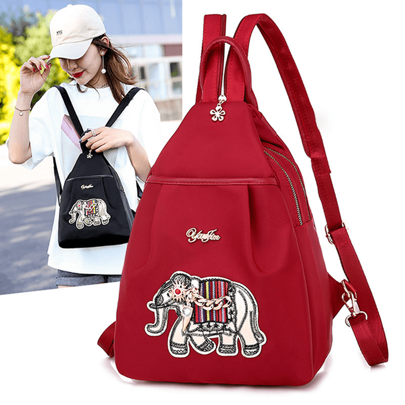 Women Fashion Elephant Pattern Embroidery Cute Chest Bag Backpack - MRSLM