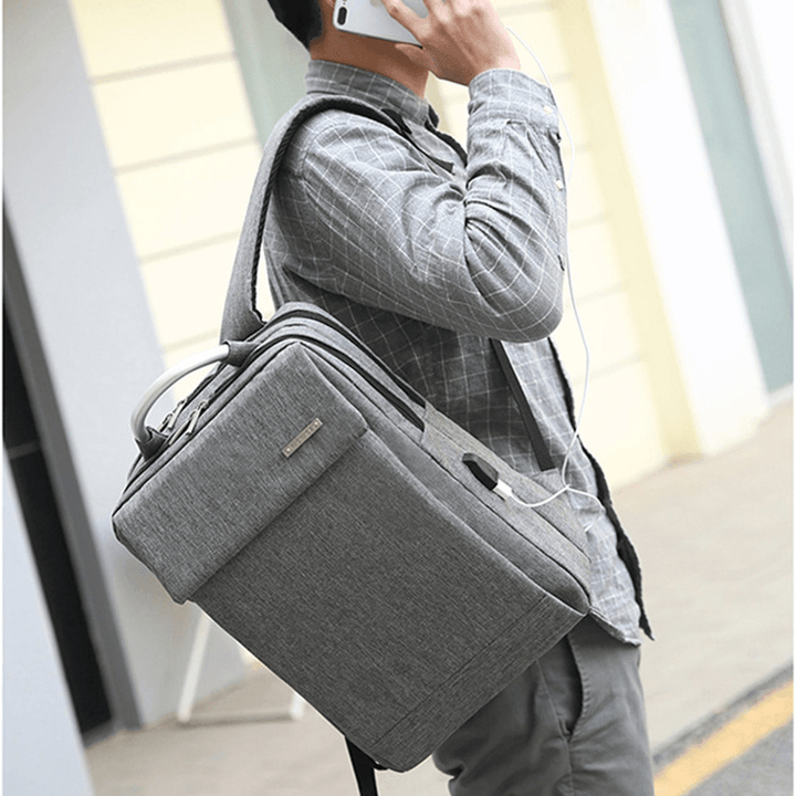 Men Casual Business Large Capacity Multifunctional Backpack with USB Charging Port - MRSLM