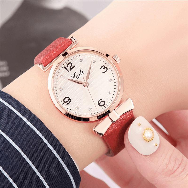 Leisure Sport Women Elegant Watches Leather Band Arabic Numerals Large Three-Hand Dial Quartz Watch - MRSLM